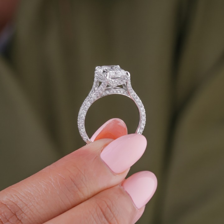 pave engagement ring with hidden halo engagement ring.
