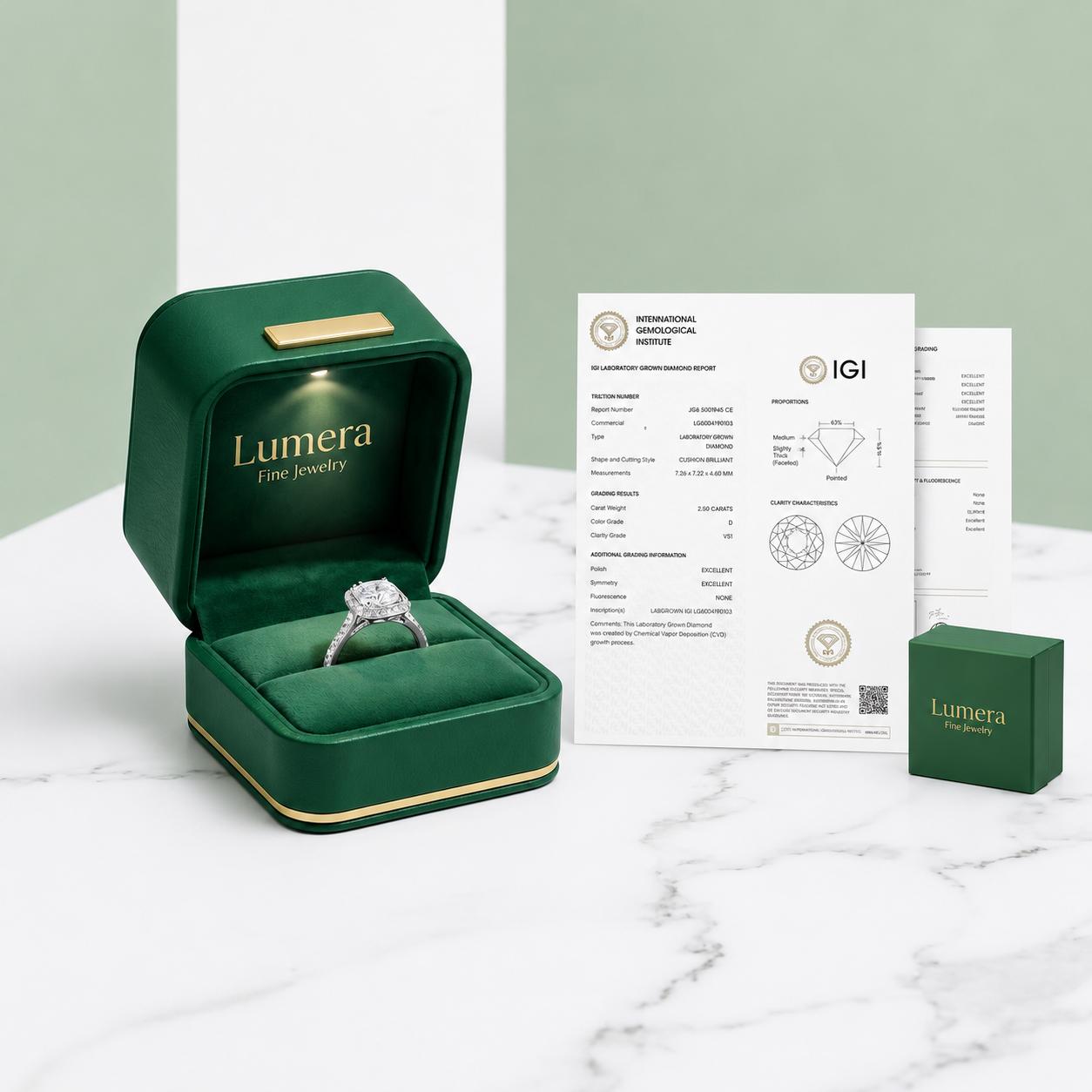 IGI certification for lab grown diamond.