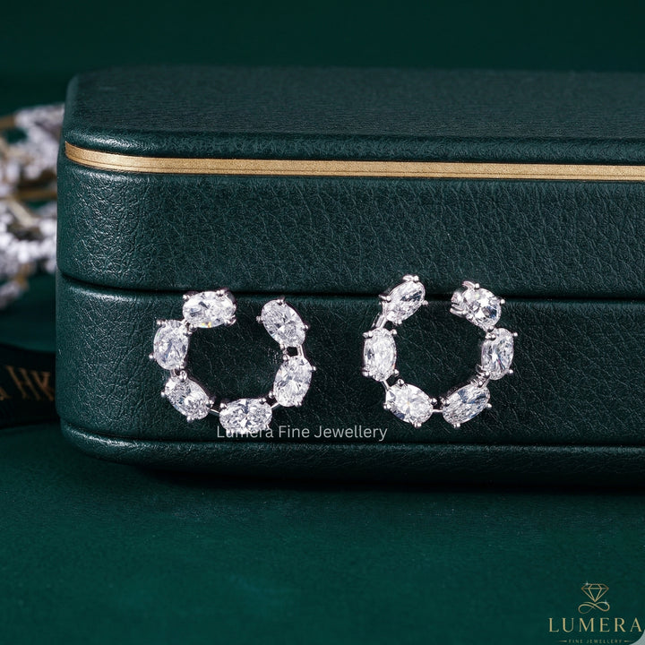 4.60 TCW Oval Cut Lab Grown Diamond Open Earrings