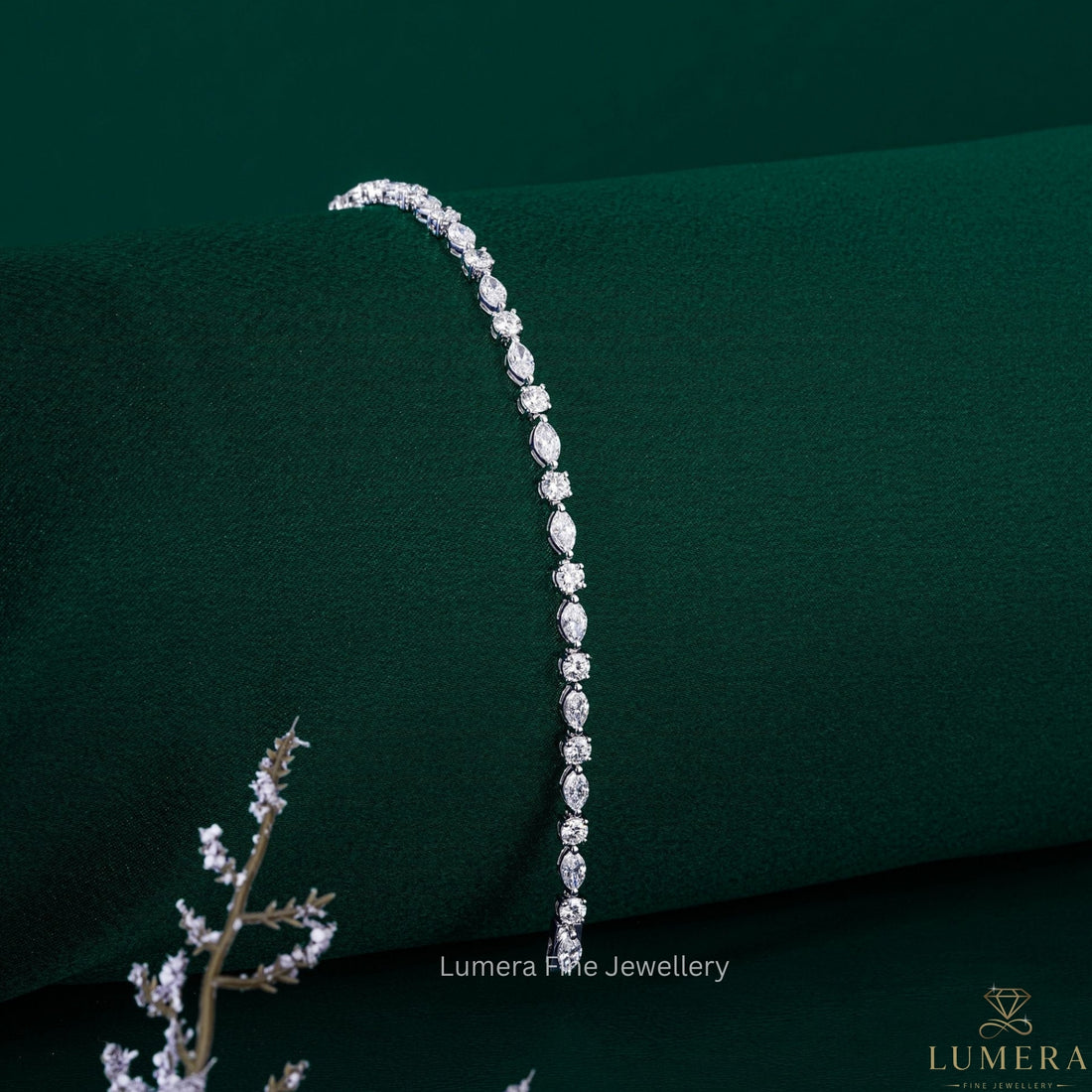 Marquise-Round Multi Cut Lab Grown Diamond Tennis Bracelet