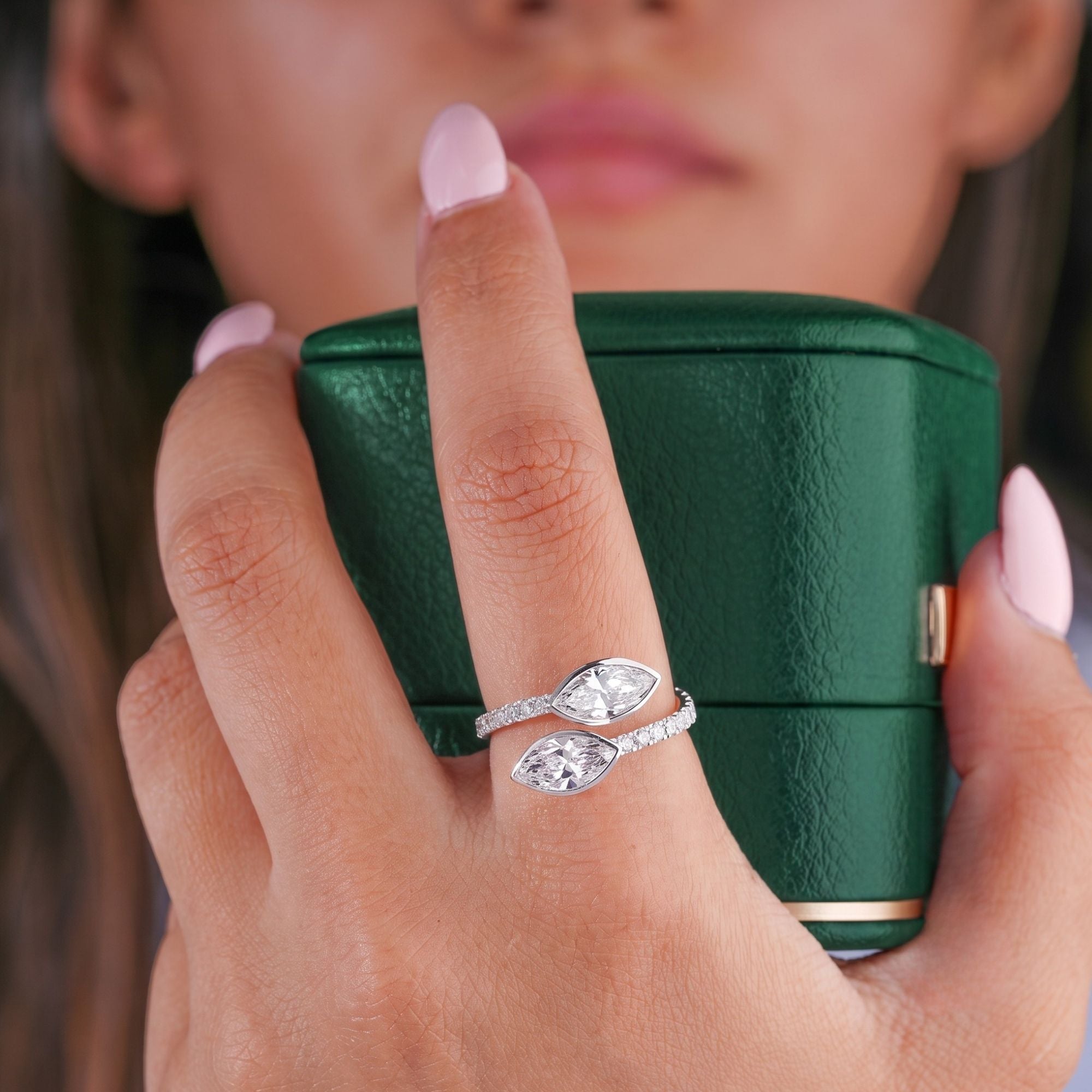 solid gold ring with lab grown diamond.
