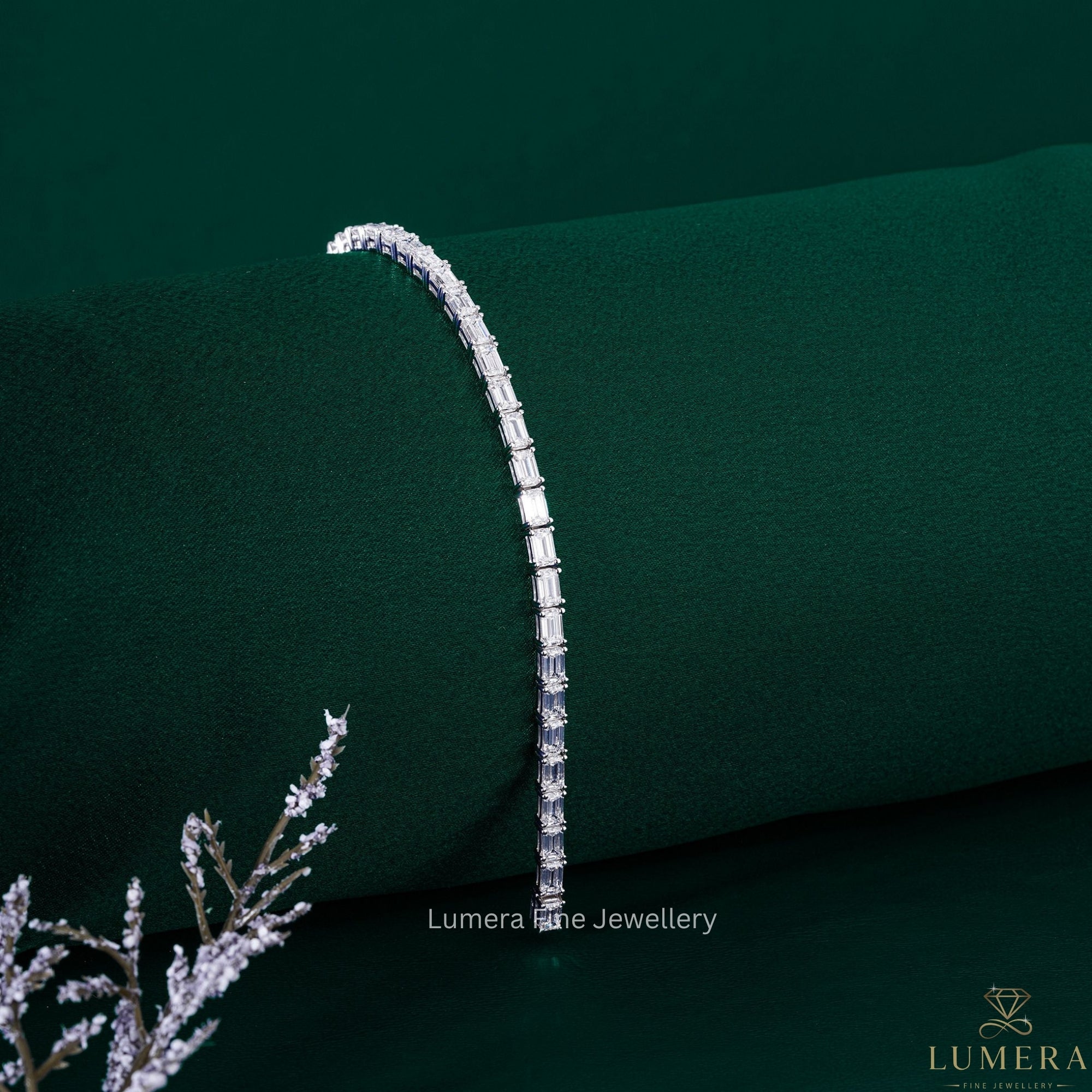 Emerald Cut Lab Grown Diamond Tennis Bracelet