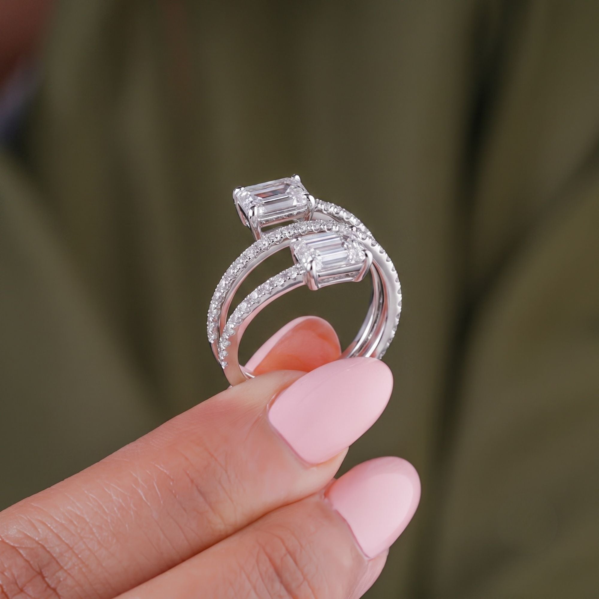 Pave diamond wedding band with Pave engagement band.
