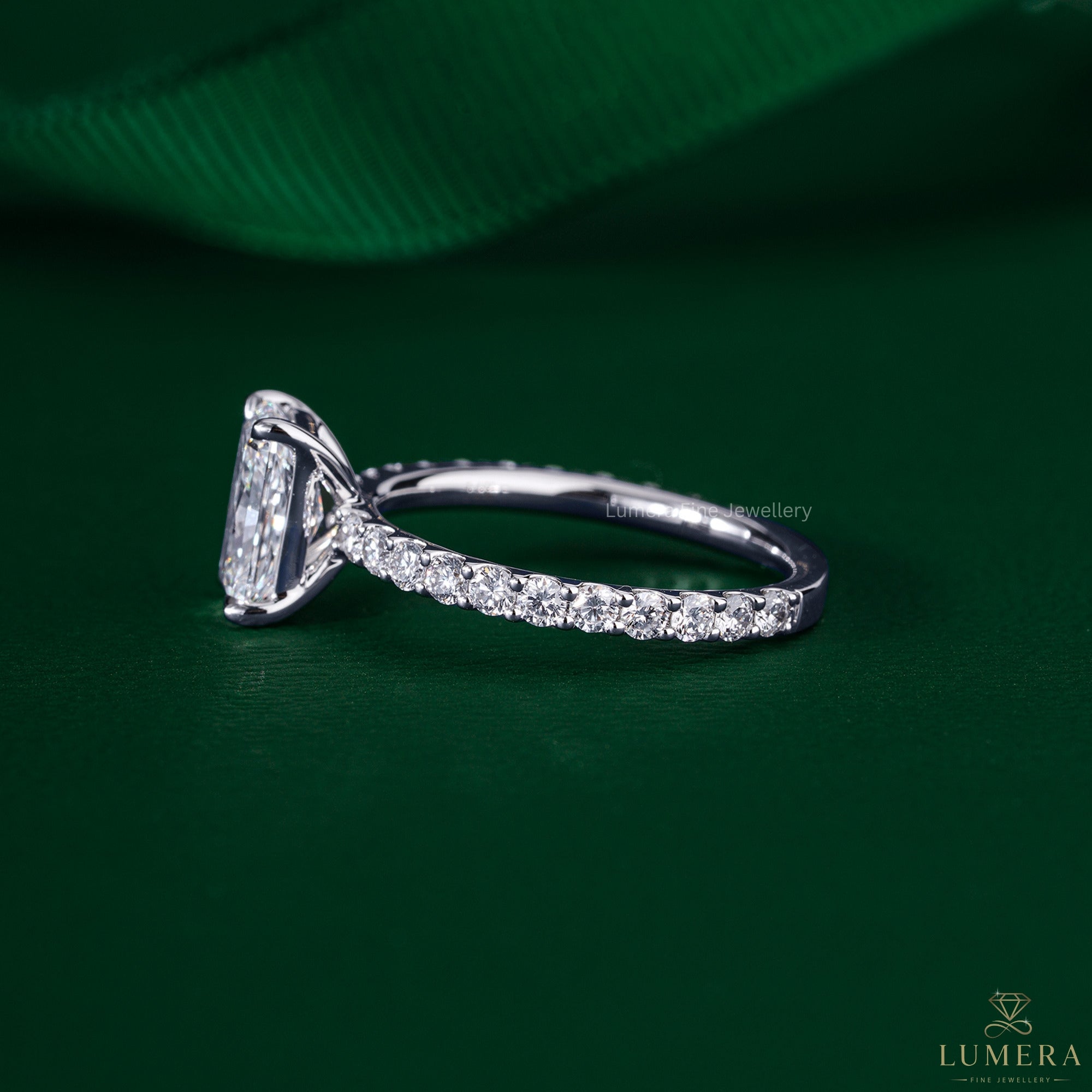 Stackable pave setting paired with a solid gold ring.