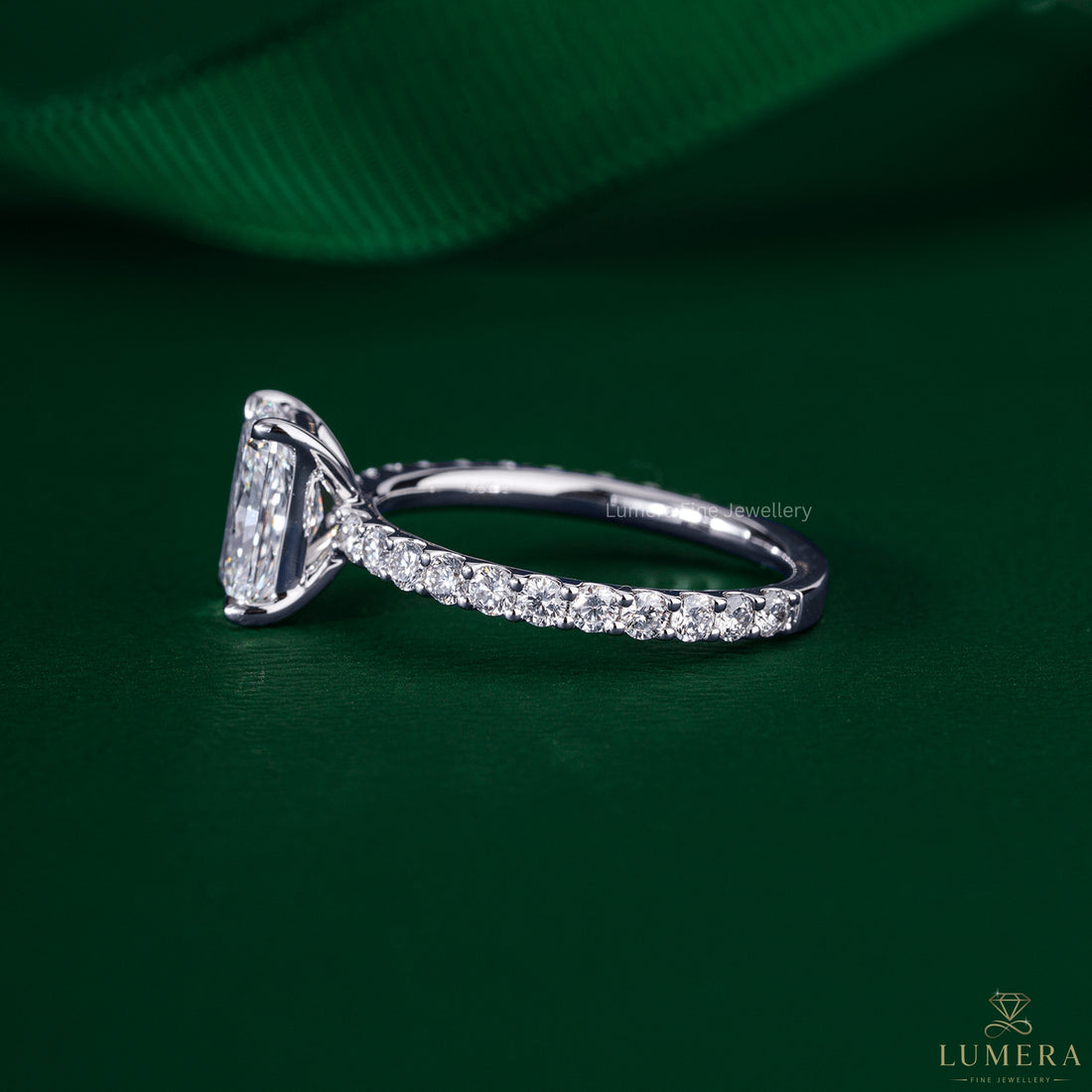 Stackable pave setting paired with a solid gold ring.