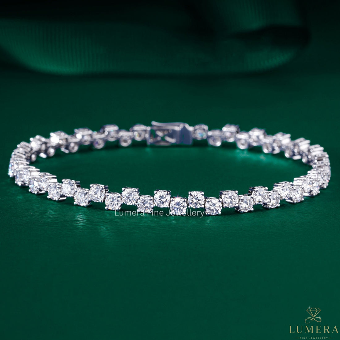 Round Lab Grown Diamond Wide Look Tennis Bracelet