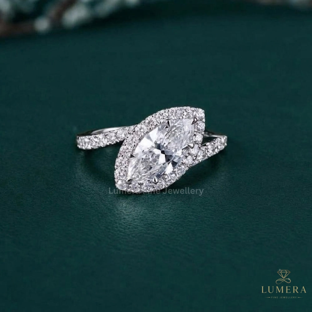 Bypass East West Marquise Diamond Engagement Ring