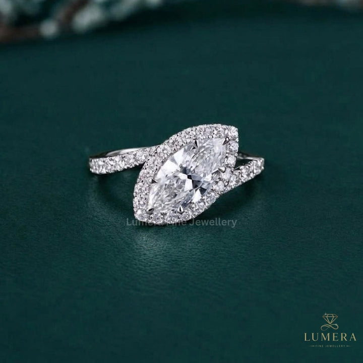 Bypass East West Marquise Diamond Engagement Ring