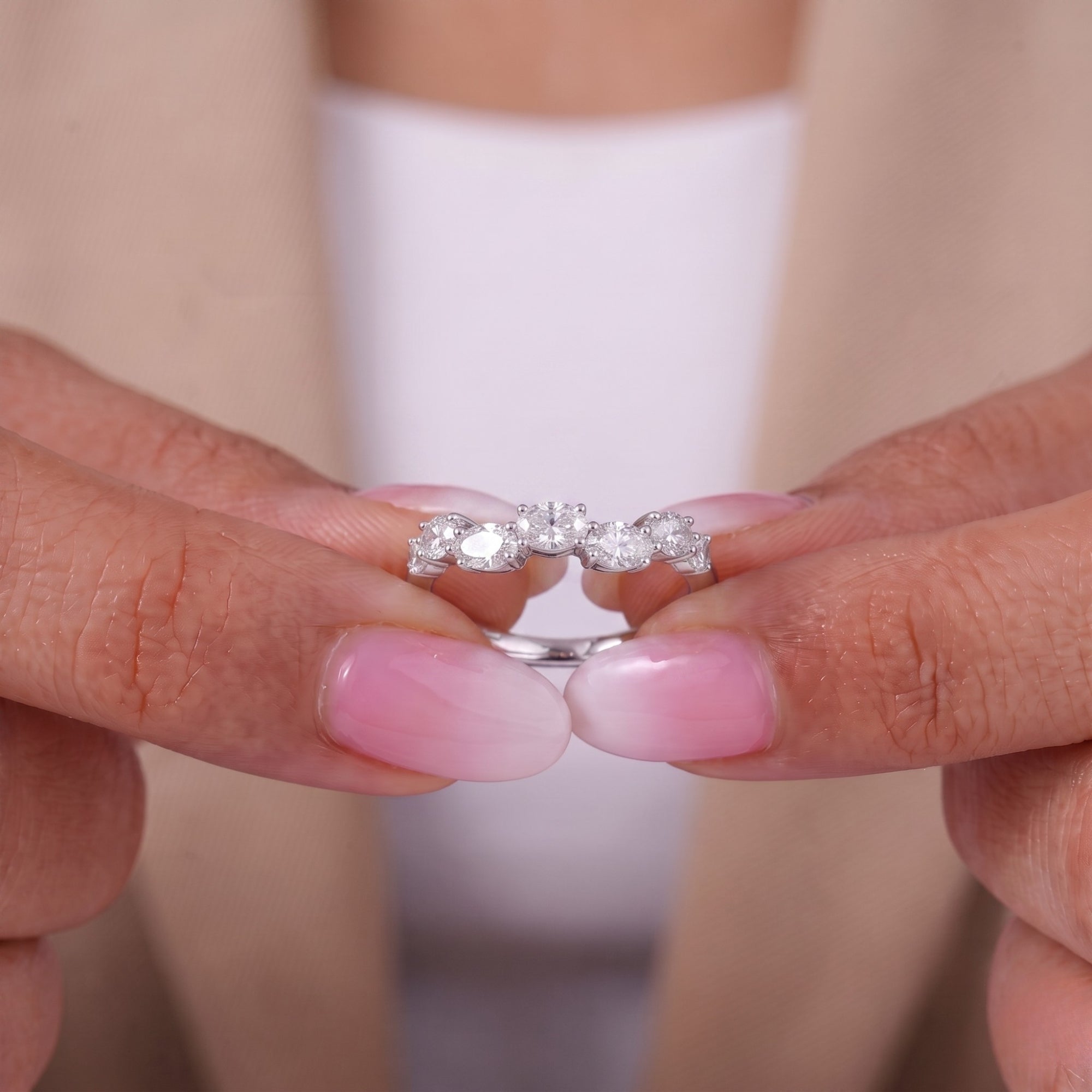 Half eternity band with solid gold band.
