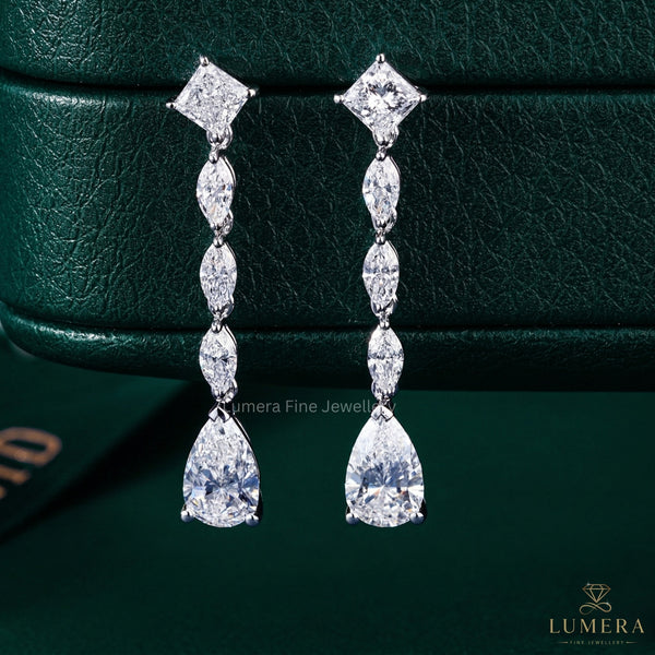multi shape diamond earrings with princess diamond earrings.
