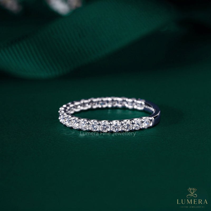 3/4 eternity band with round cut wedding band.
