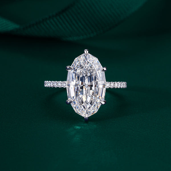 Step Oval diamond engagement ring with Pave engagement ring.