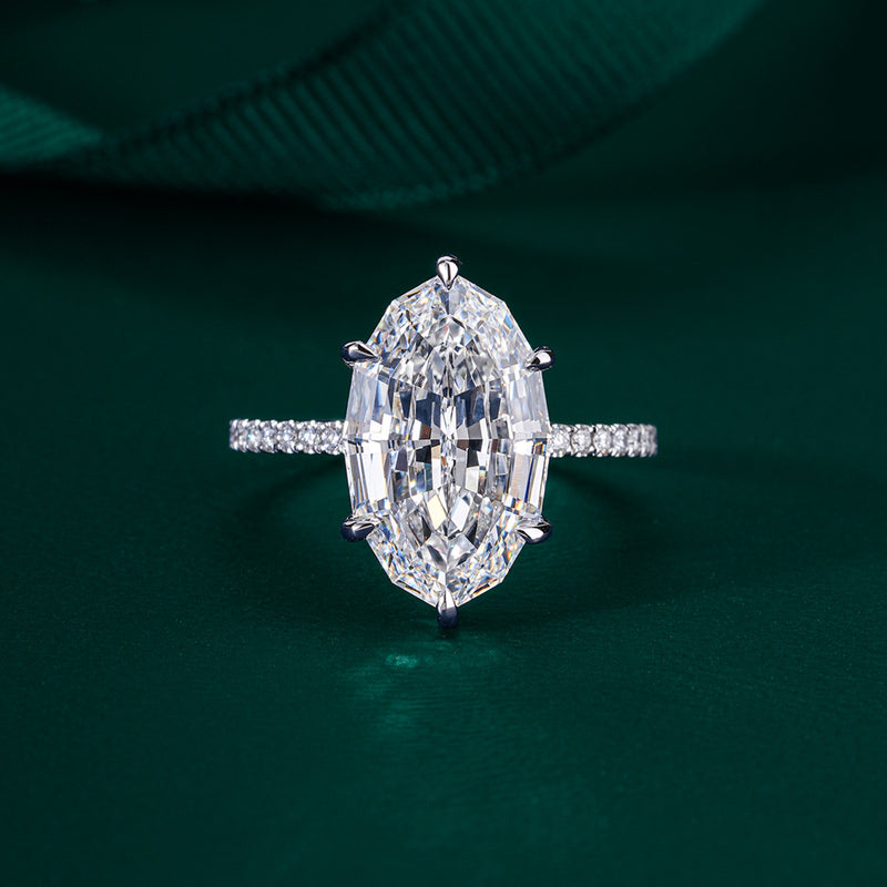 Step Oval diamond engagement ring with Pave engagement ring.