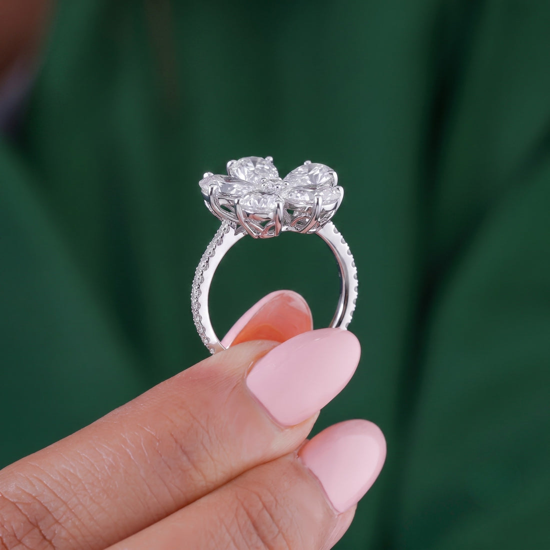 pave diamond ring with pave setting ring.

