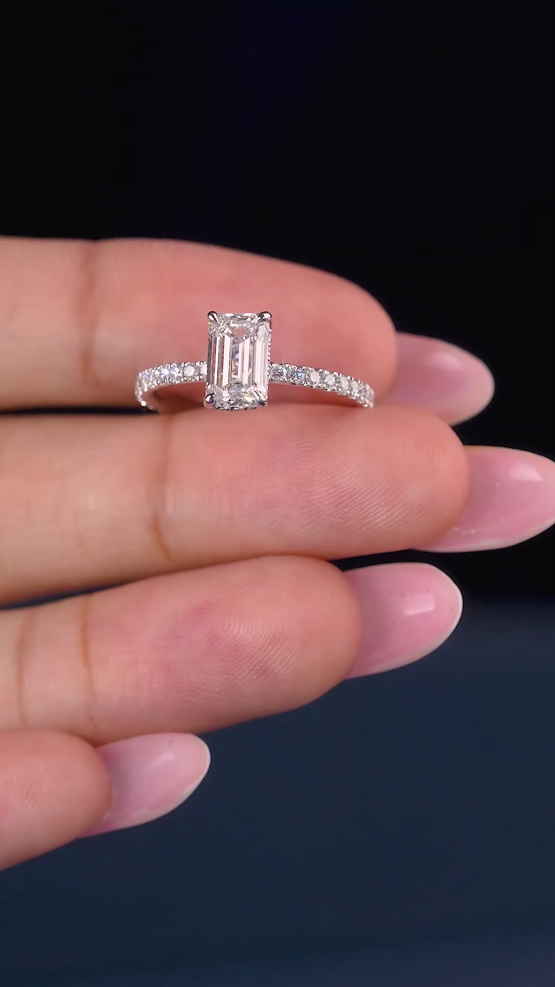 pave set ring with emerald hidden halo ring.
