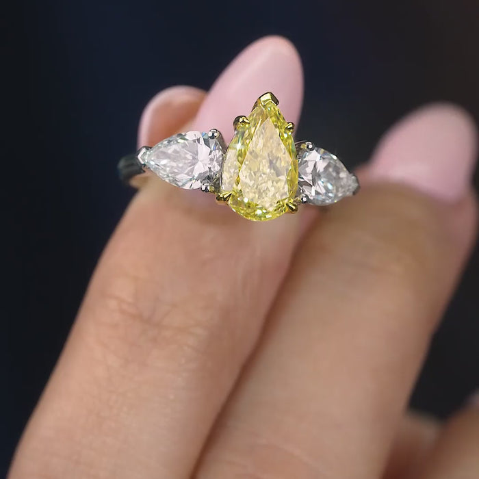 lumera engagement ring featuring yellow diamond ring.
