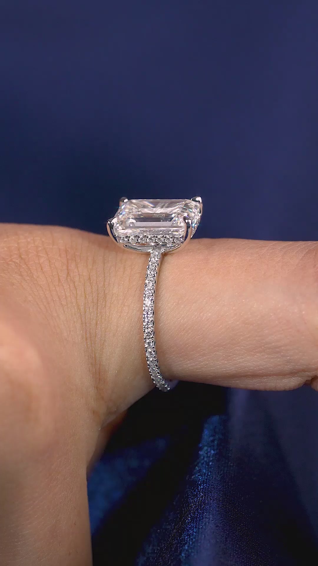 Hidden halo engagement ring with Pave diamond ring.