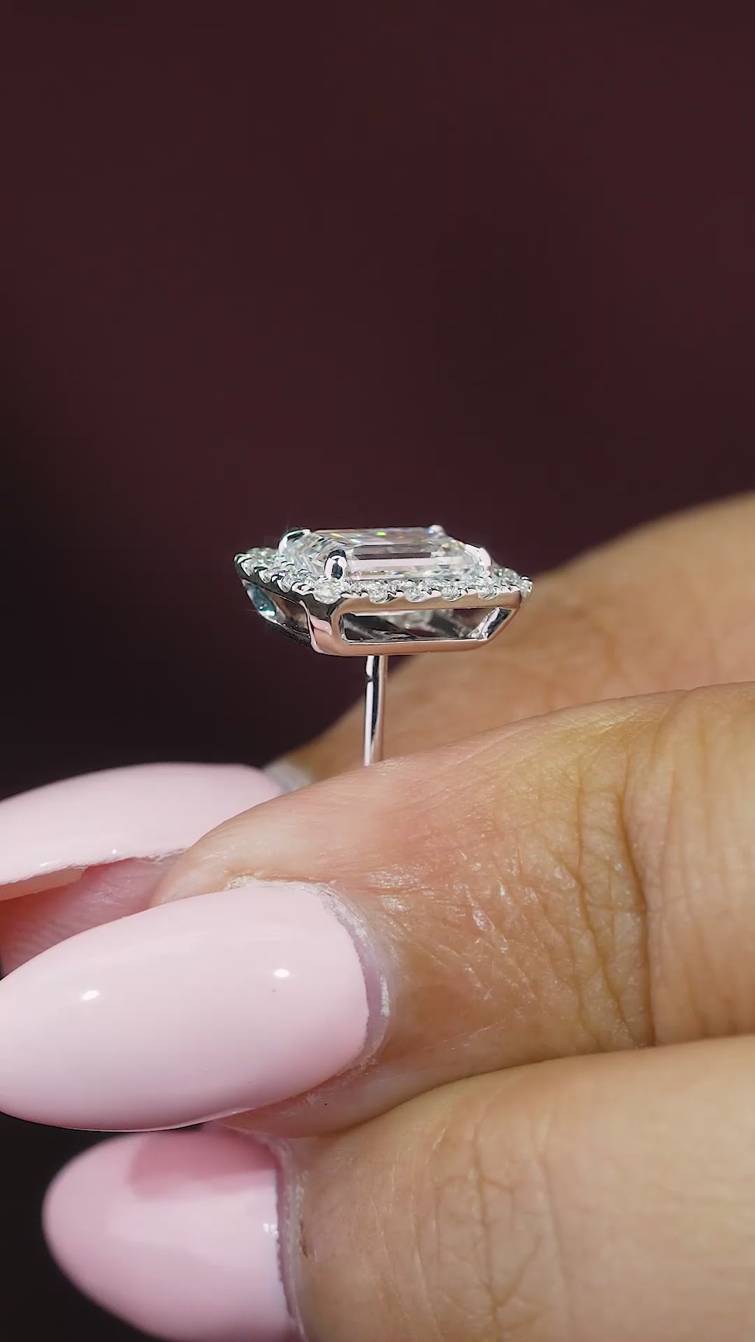 Lab Grown Diamond Emerald Cut Halo Earrings