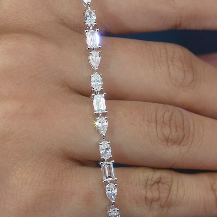 radiant cut line bracelet with lab grown diamond bracelet. 
