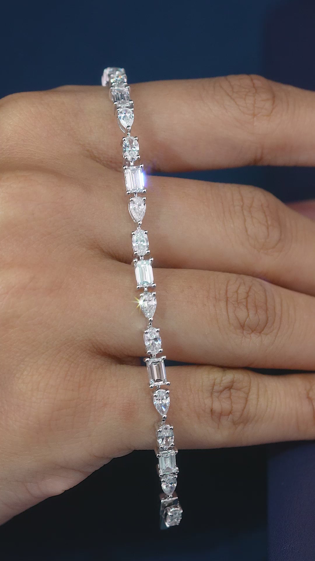 radiant cut line bracelet with lab grown diamond bracelet. 
