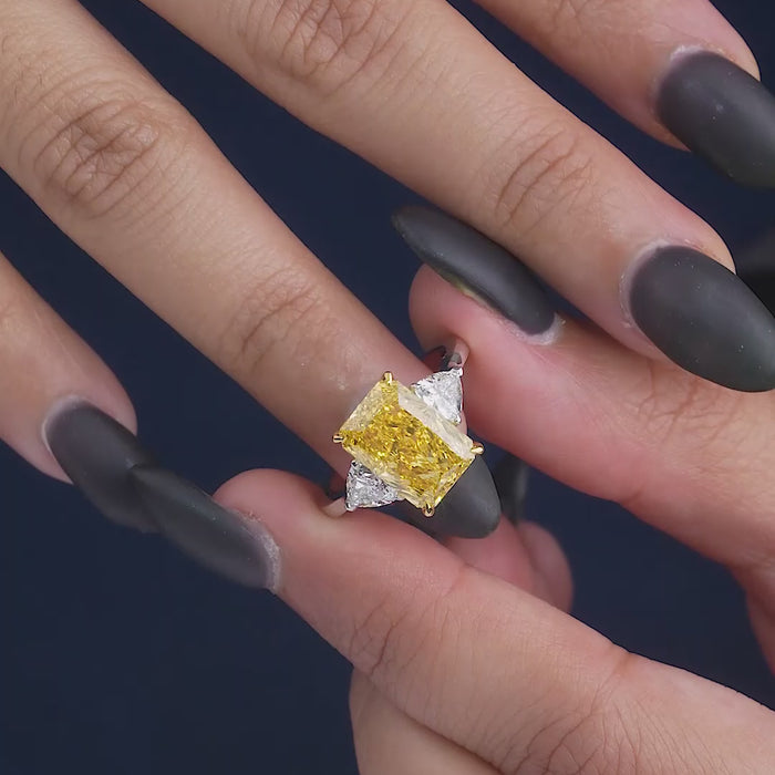 Radiant Diamond Ring on two tone ring.
