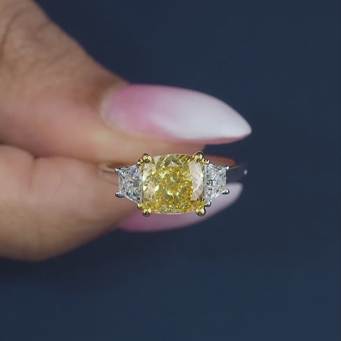 trillion diamond ring with trillion engagement ring.
