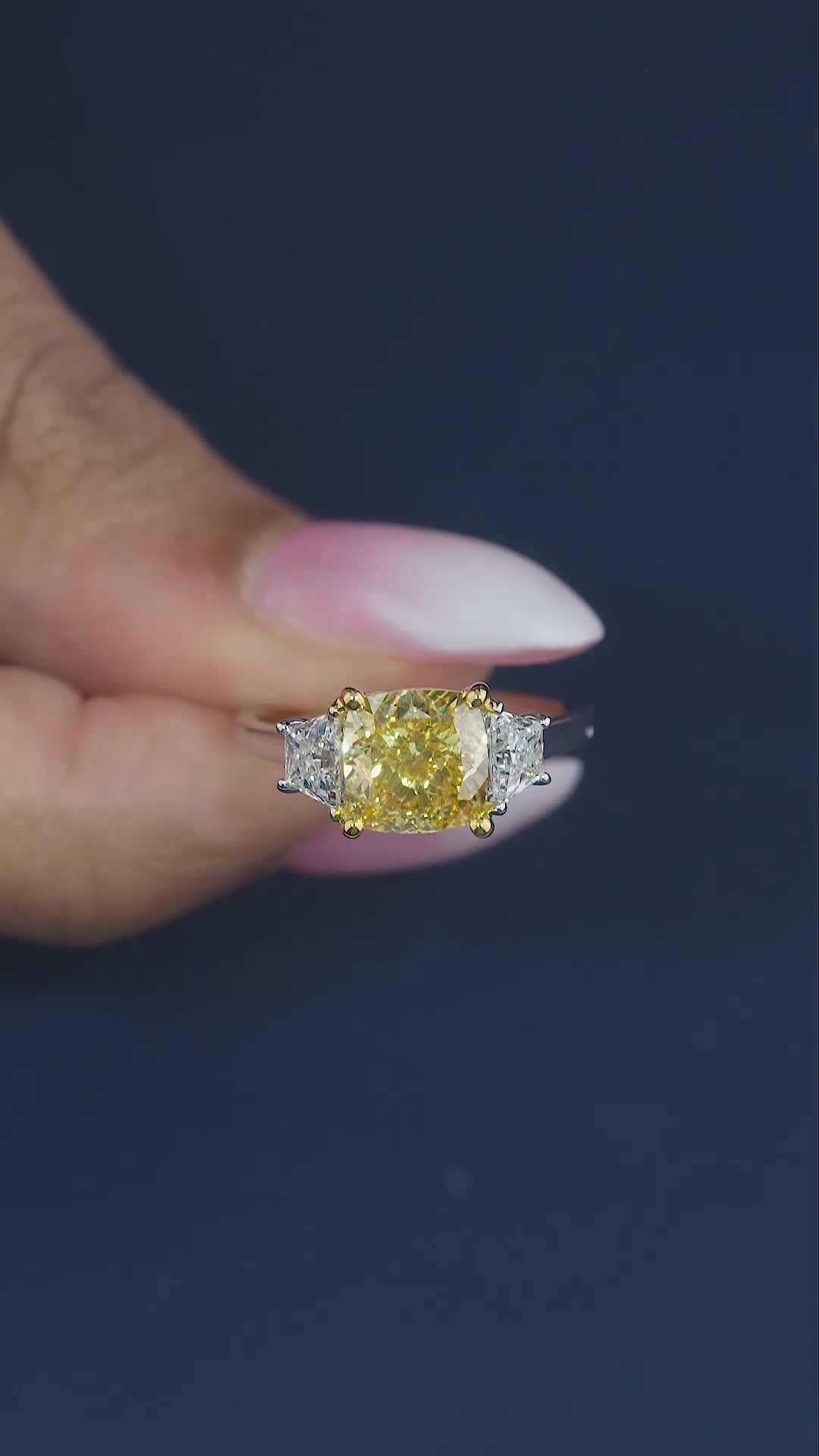 trillion diamond ring with trillion engagement ring.
