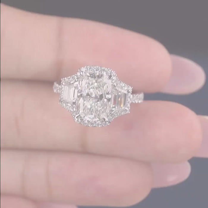 cathedral setting ring in lab grown diamond style.
