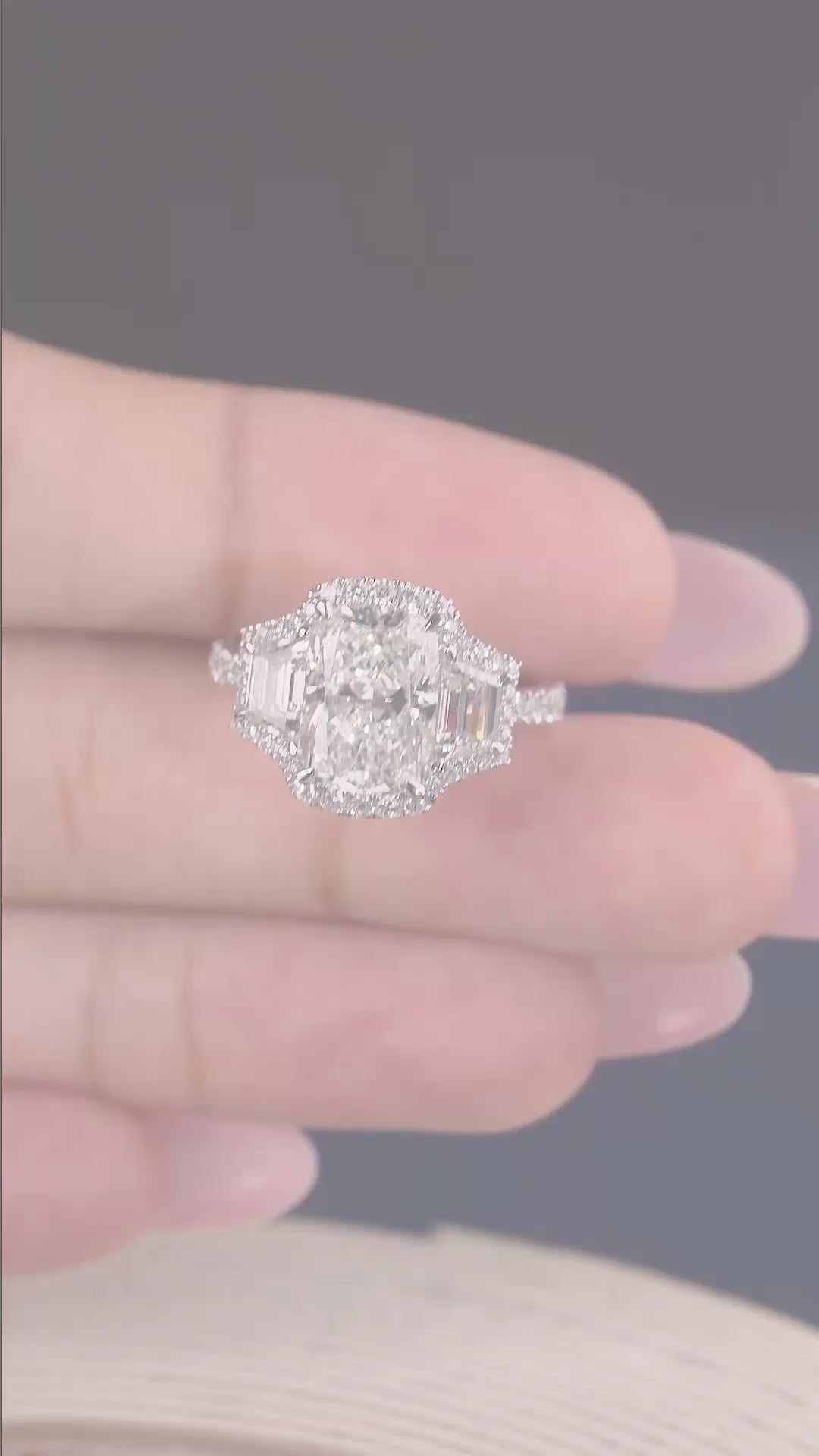 cathedral setting ring in lab grown diamond style.
