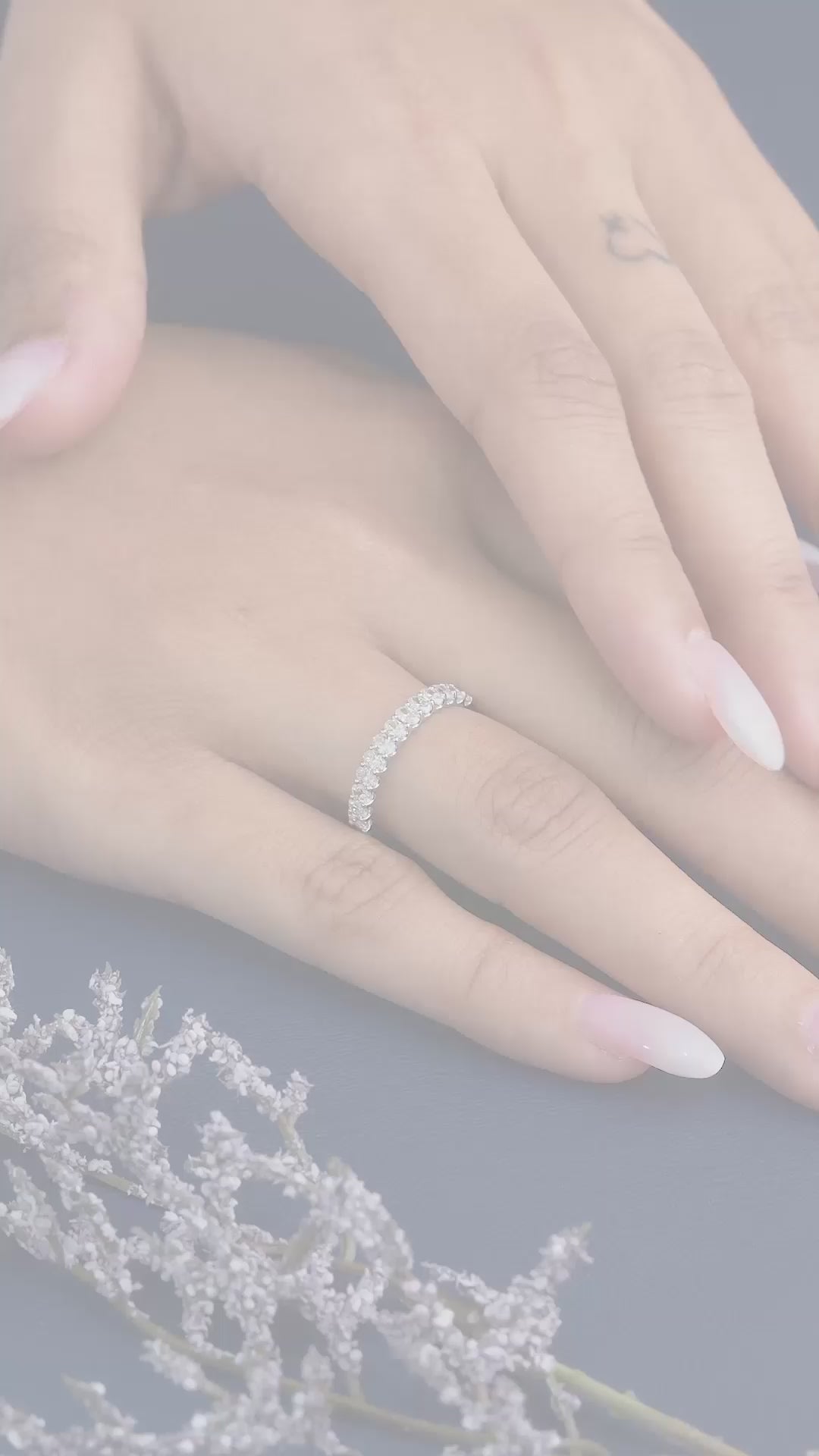 oval diamond wedding band with half eternity diamond band.
