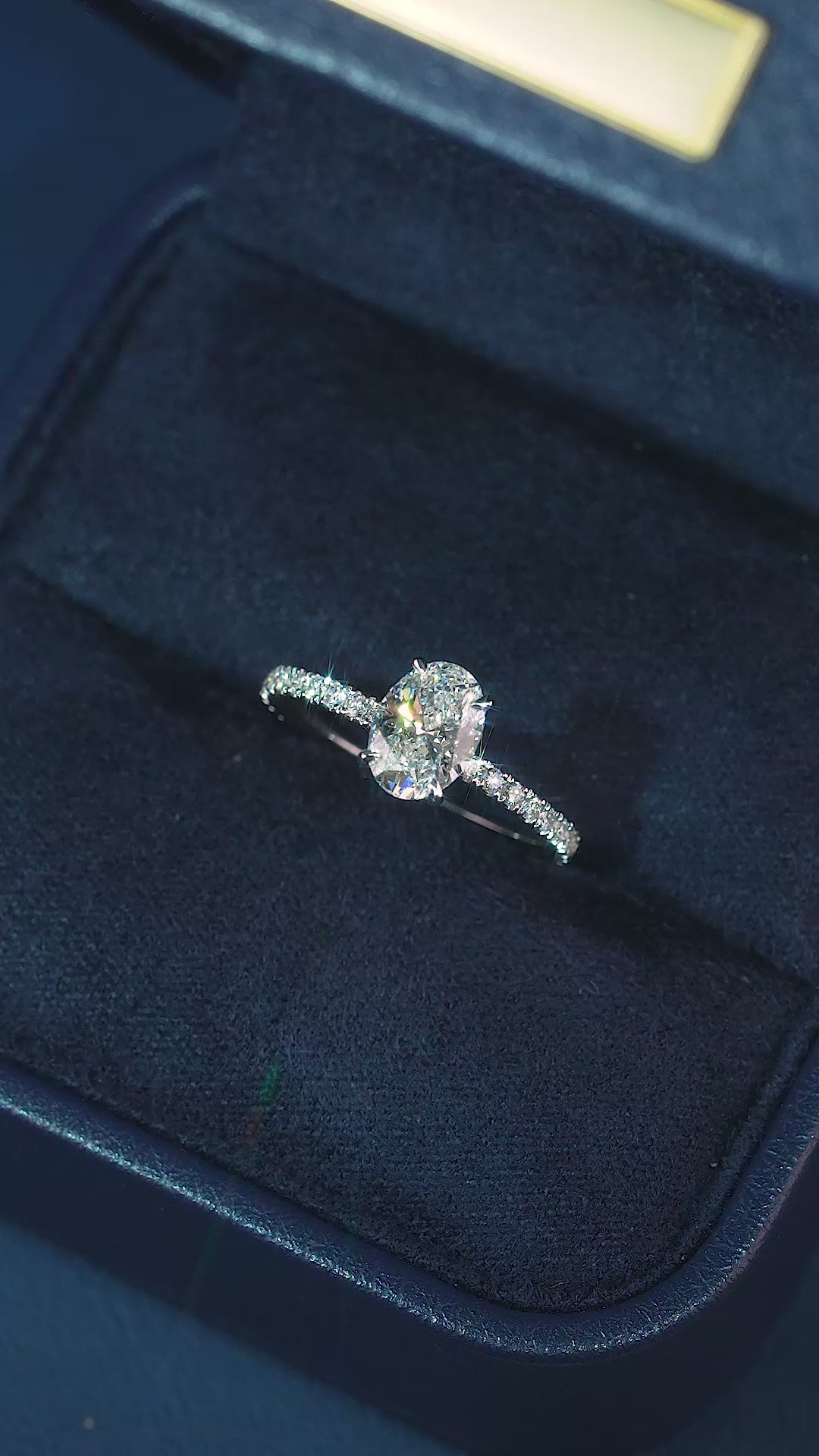 oval cut ring with double hidden halo ring.
