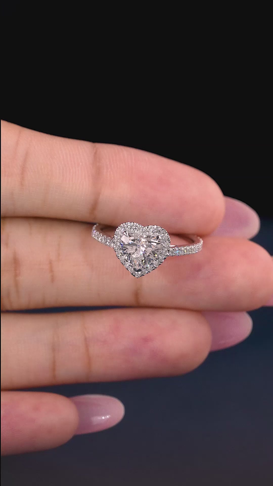 halo setting engagement ring with cathedral setting ring.
