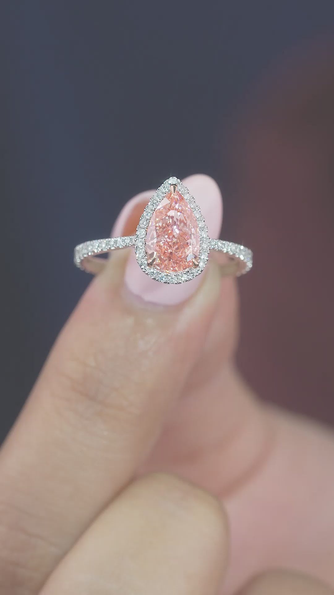 Pink Diamond Pear Shape Engagement Ring