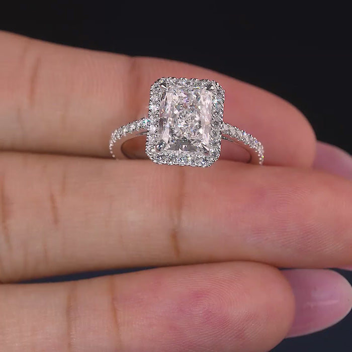 lumera diamond ring in radiant cut lab grown diamond ring style.
