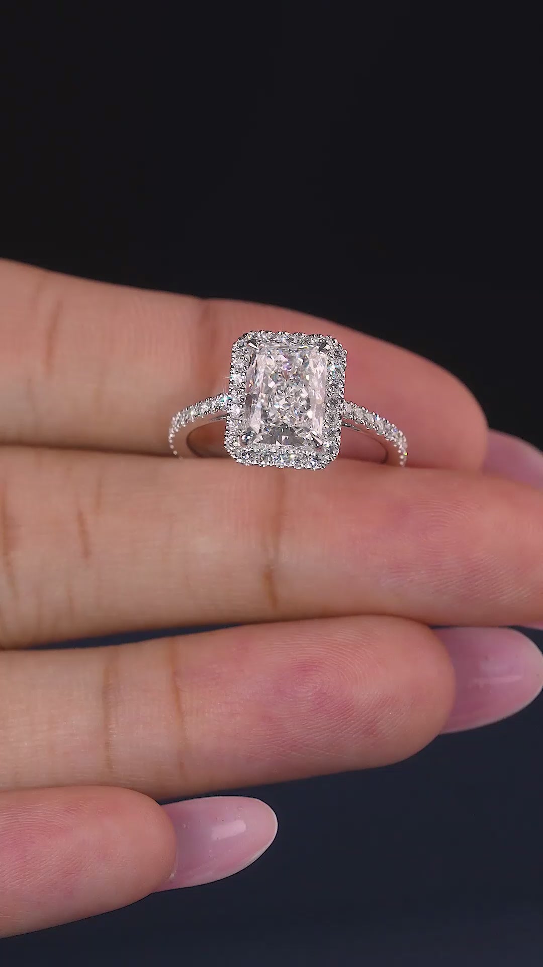 lumera diamond ring in radiant cut lab grown diamond ring style.
