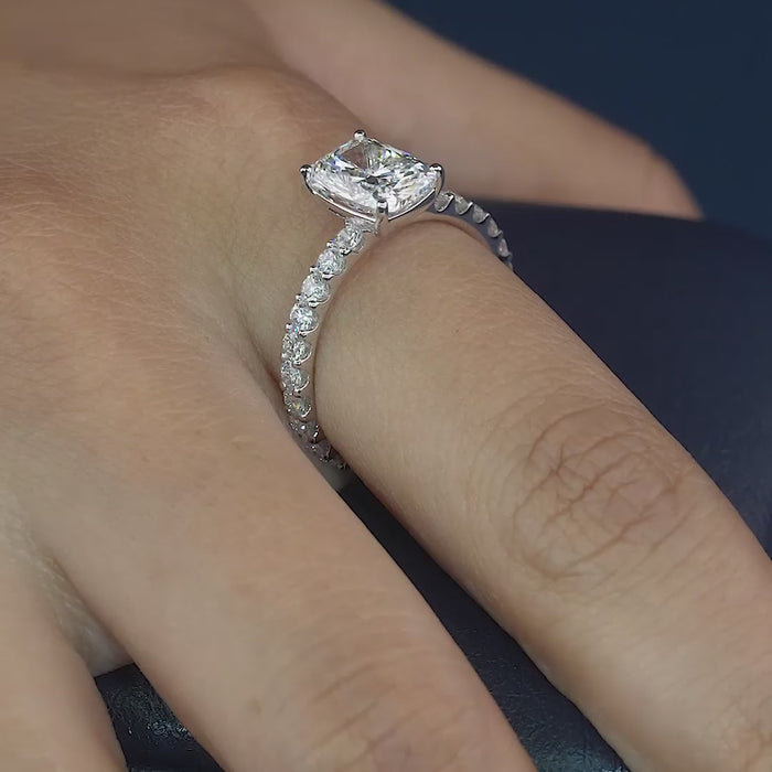 lumera diamond ring with elongated cushion cut engagement ring.
