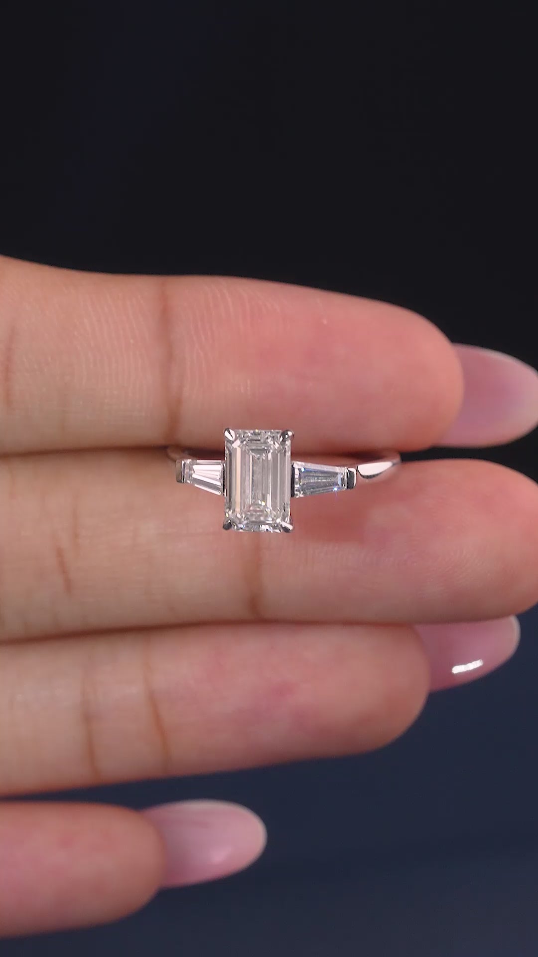 lumera diamond ring in emerald engagement ring style.
