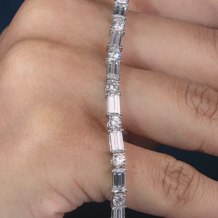 round diamond tennis bracelet with box lock bracelet.
