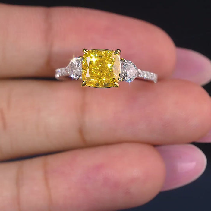 cushion diamond engagement ring on pave setting.
