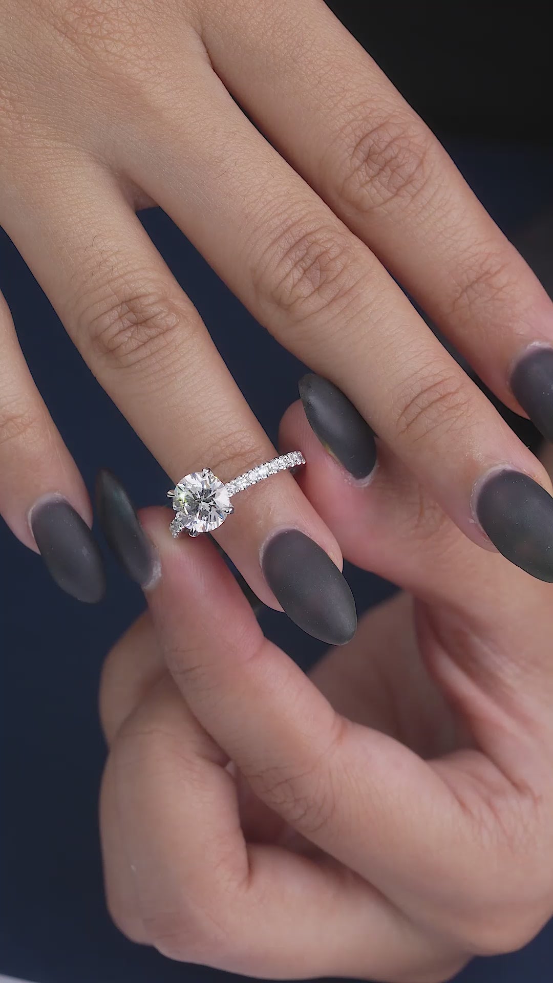 round cut ring with solid gold ring.
