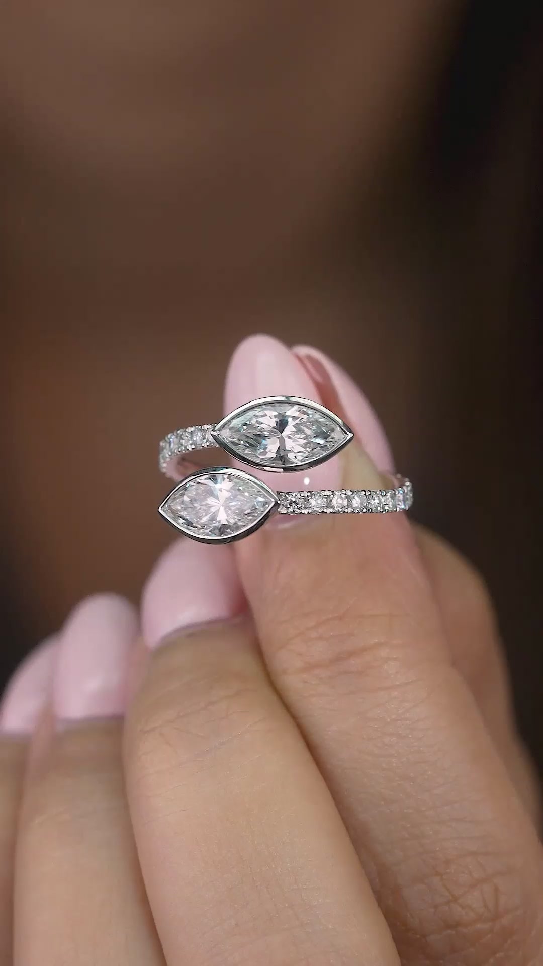 Toi Et Moi Marquise Diamond Engagement Ring