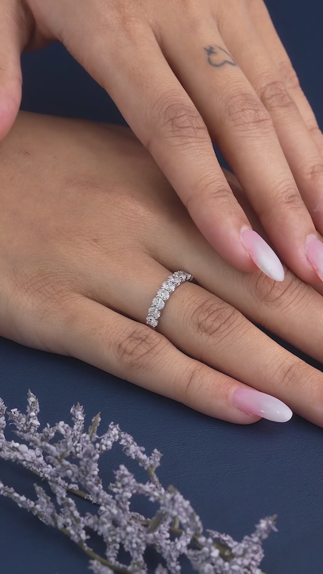 half eternity band with solid gold band.
