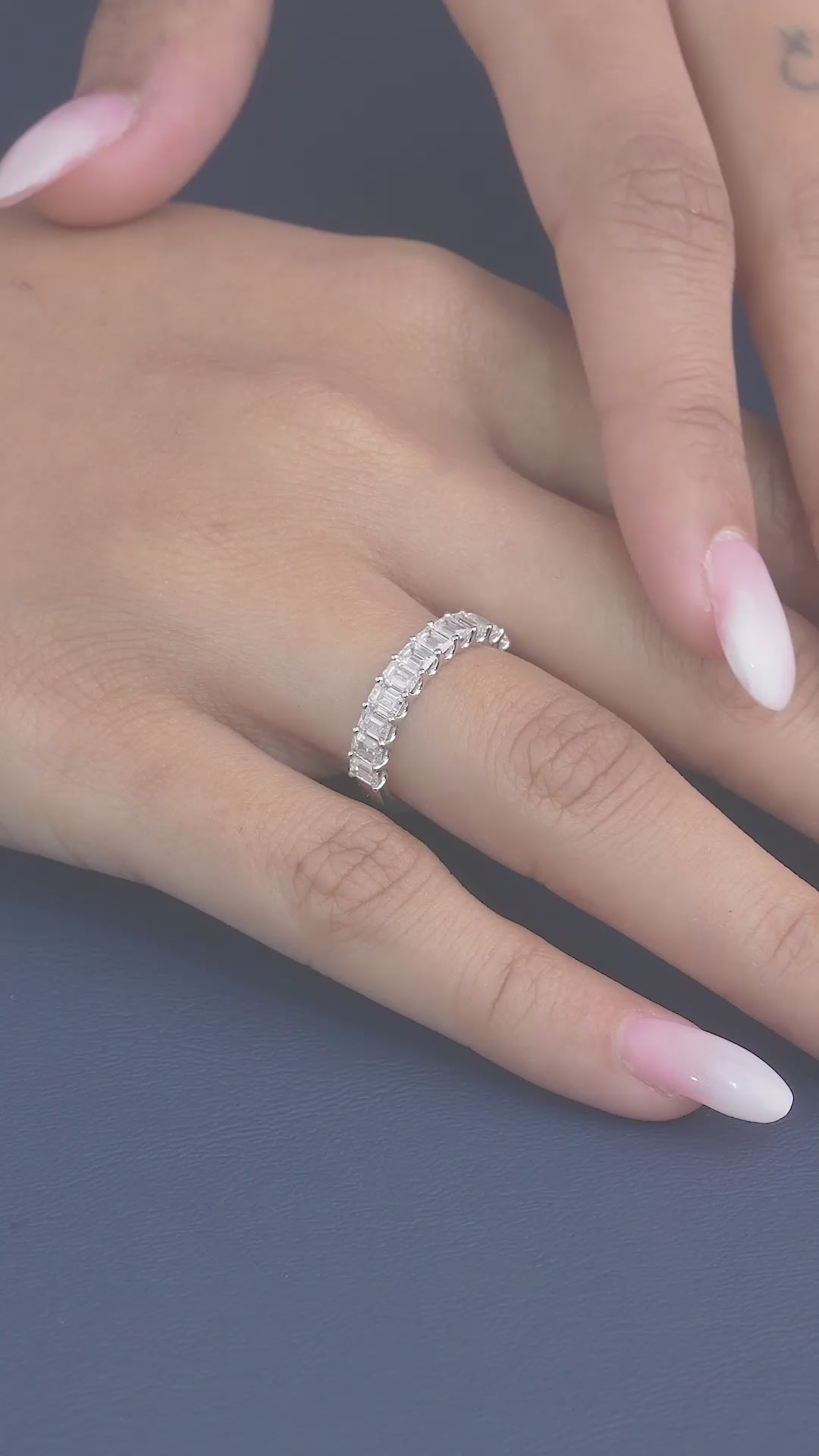 Shared U prong band paired with a U prong wedding band.
