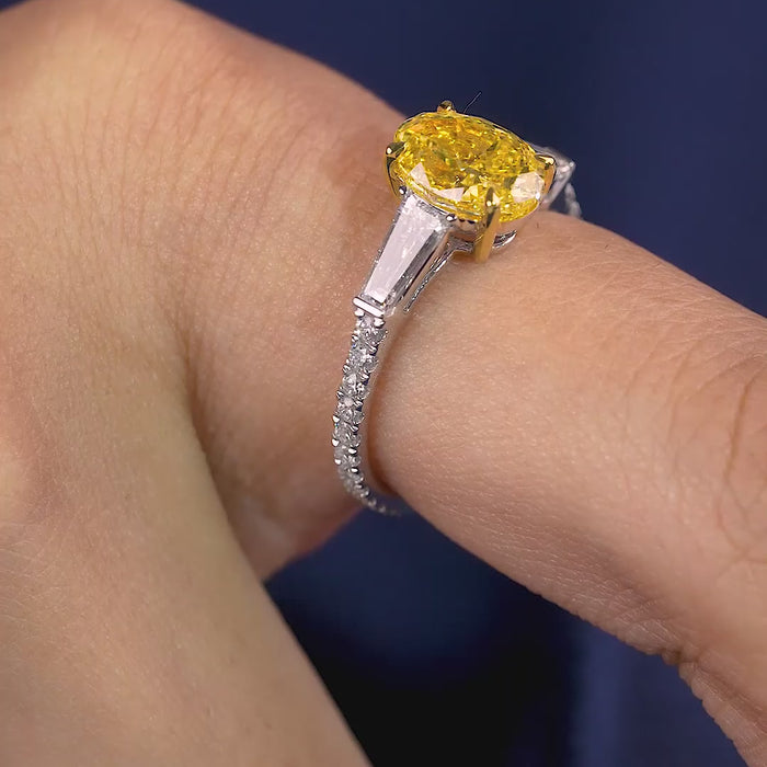 lumera diamond ring in Yellow Diamond Three Stone Ring style.
