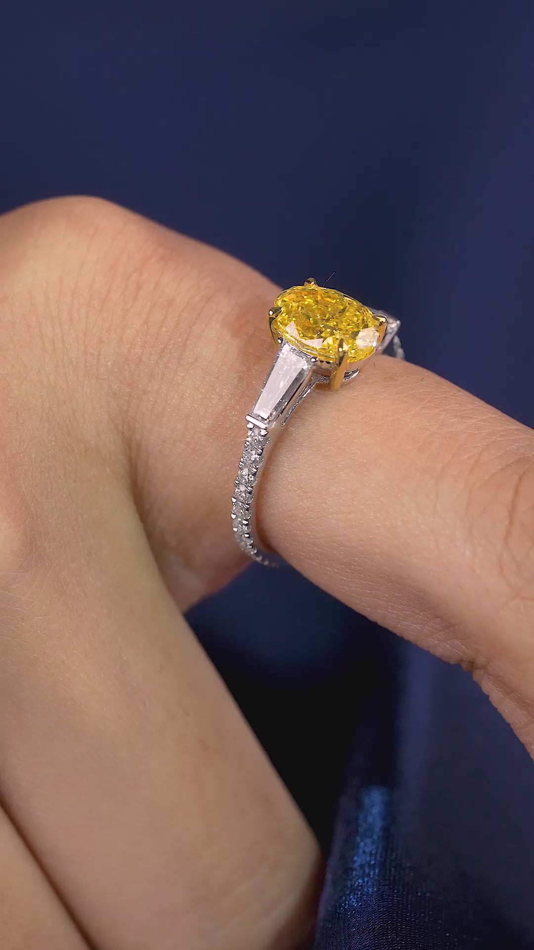 lumera diamond ring in Yellow Diamond Three Stone Ring style.
