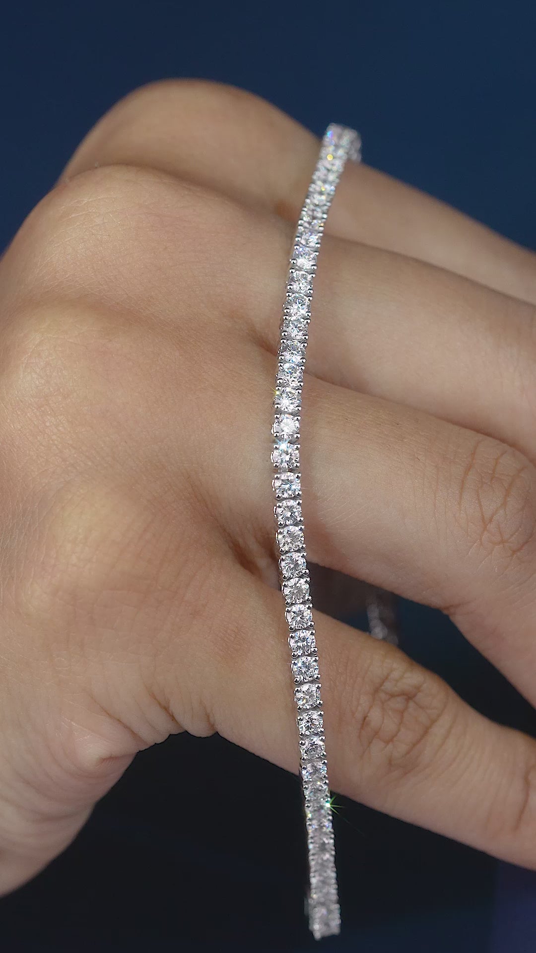 stackable tennis bracelet with box lock bracelet.