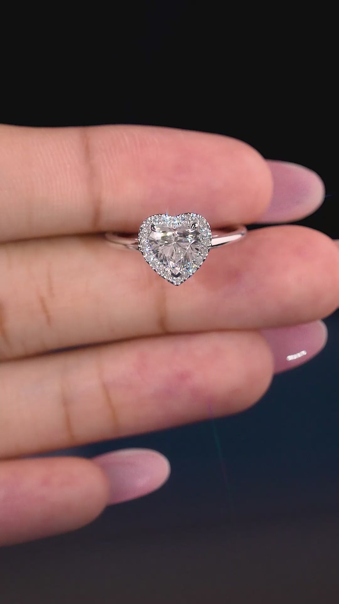 lumera diamond ring in heart shaped engagement ring style.
