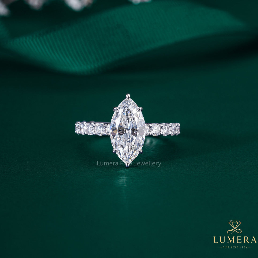 U Prong Set Marquise Cut Engagement Ring