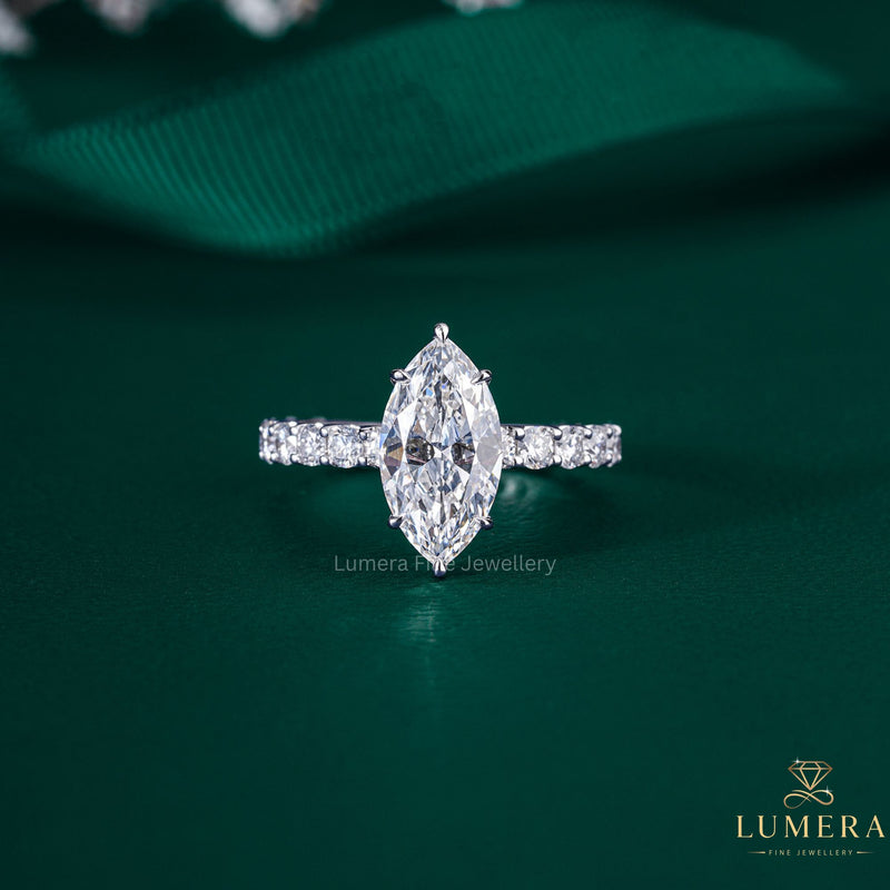 U Prong Set Marquise Cut Engagement Ring